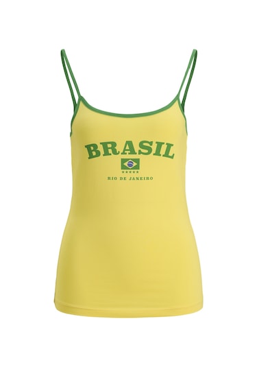 Kadin Gögüs Baskili U Yaka Askili Bluz - Gigi - 12281214 Golden Kiwi