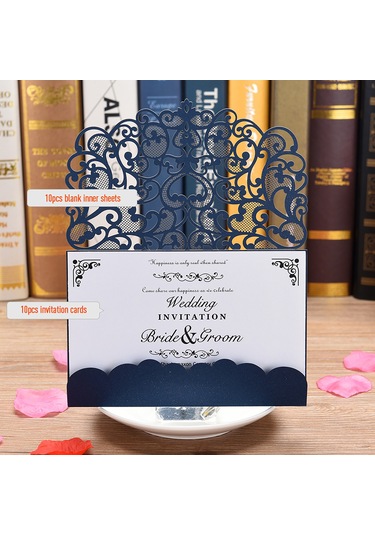 Mufunye "10 Adet İnci Kağıdı Davetiye - Düğün, Doğum Günü Ve Özel Günler İçin Lüks Çiçek Desenli" XL