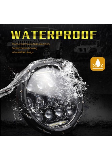 Eagevision C0045 7" LED Su Geçirmez DRL Yuvarlak Araba Farı.