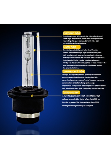 Yaleker 35w D2s Oto Xenon Far Ampülü - 6000k Parlak Işık, Çift Paket Çok Renkli