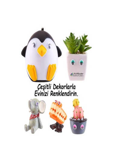 Yüz Yapım Seti Renkli Oynar Göz 12 Mm 96 Lı 1 Paket Ağız Kulak Burun Bıyık Dudak Plastik Anasınıfı Etkinlik Hobi Tasarım