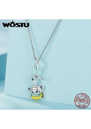Novahub 925 Ayar Gümüş Maymun Muz Charm Boncuk Kolye Bilezik İçin Gümüş
