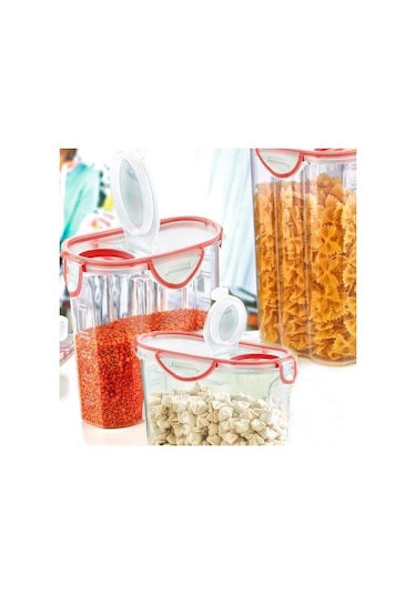 Buffer® 4 Adet Kilitli Kapaklı Erzak Gıda Saklama Kabı 24 Litre Çok Renkli