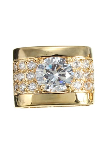 Suntek Dikdörtgen Erkek Kristal Pirinç Gömlek Kol Düğmeleri Altın