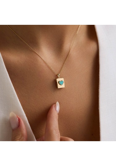 Blue Love Secret Resimli Kolye 10.1 Mm 45 Cm T14433 Renkli