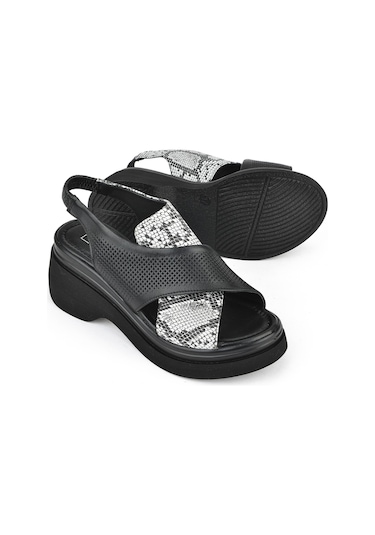 Ziya, Kadın Hakiki Deri Topuklu Sandalet 151992z64001 Siyah 151992z64001 000 Siyah