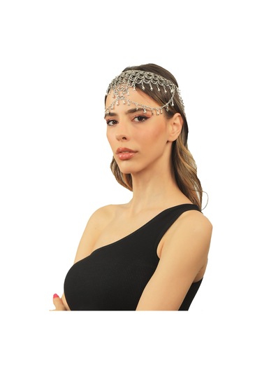 Labalaba Kadın Antik Gümüş Kaplama Zincir Detaylı Tasarım Saç Zinciri Gümüş