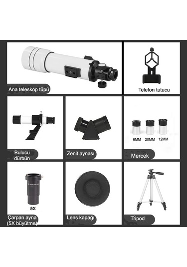 70400 Hd Astronomik Teleskop - Gökyüzü Ve Doğa Gözlemi İçin, 70mm Objektif, 360mm Odak, Fmc Kaplama