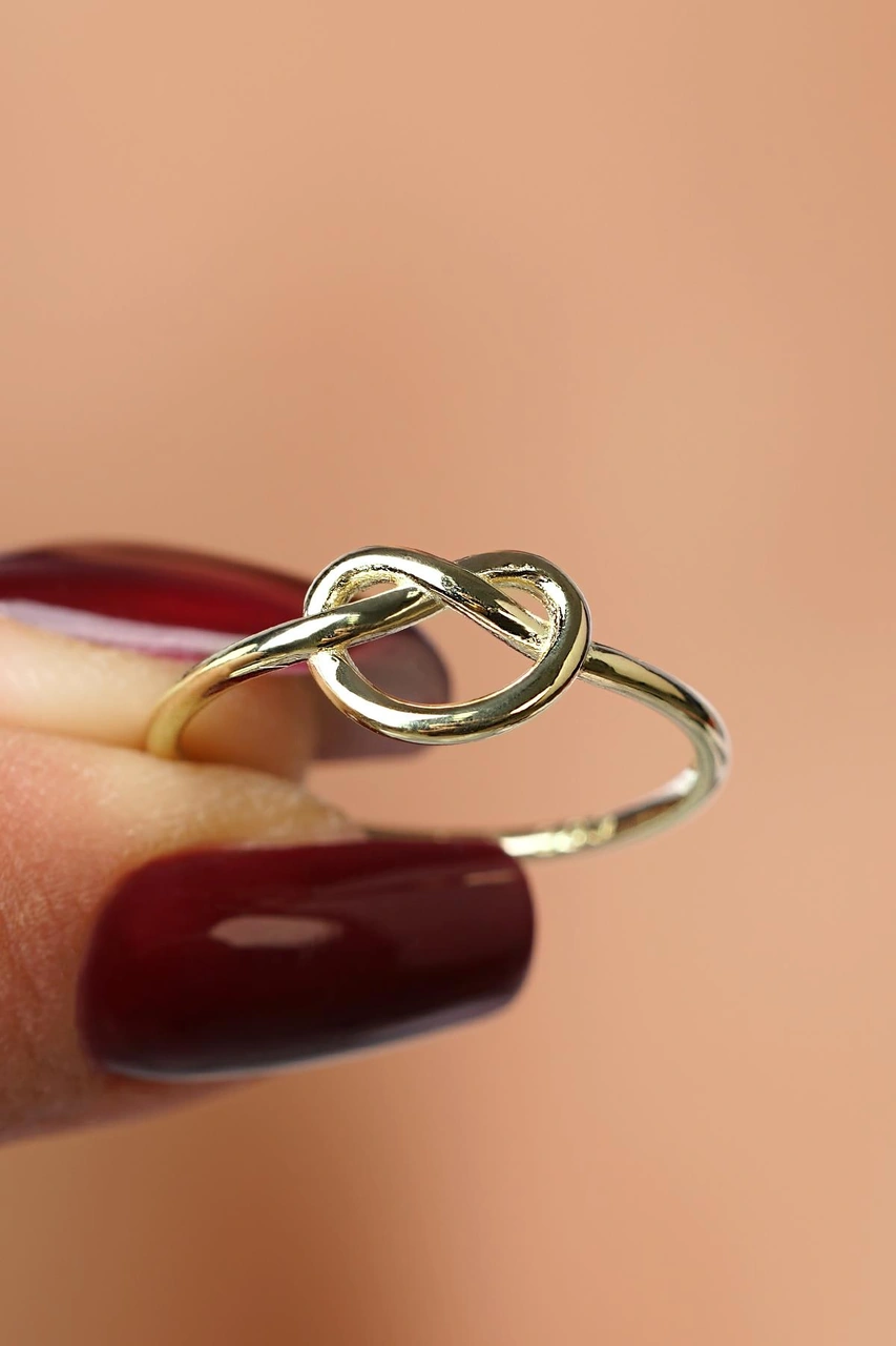 14 Ayar Altın Geniş Düğüm Yüzük Yzk6757 Beyaz Altın