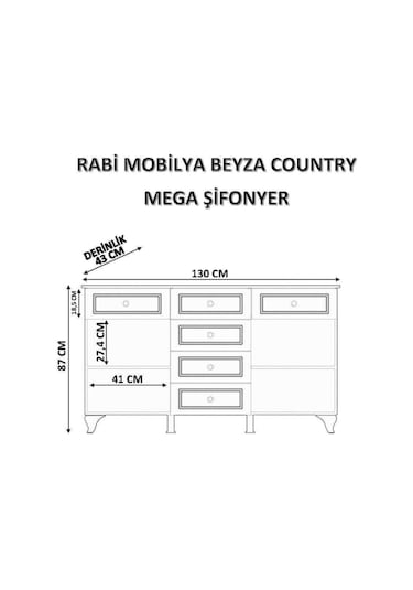 Rabi Mobilya Beyza Country Çok Amaçlı Mega Şifonyer