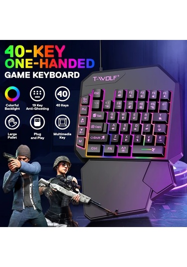 Techbloom Ergonomic Oyuncu Seti Black 35 Tus Uzun Süreli Oyun İçin Yorulmayan Rgb Programlanabilir Tek Elle Klavye Ve Fare Seti Diğer