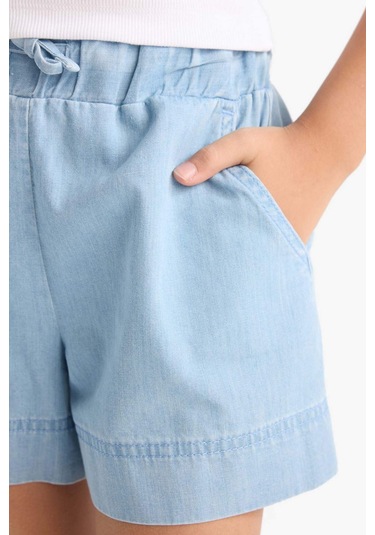 Defacto Kız Çocuk Beli Lastikli Jean Şort B6386a825smnm39 Mavi