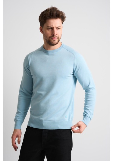 Alexandergardı Bisiklet Yaka Basic Triko Kazak Açık Mavi