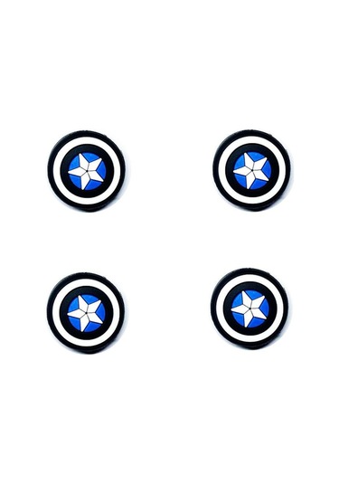 Desenli Sony Ps5/ps4/ps3 Analog Koruyucu Silikon Pad-kaptan Amerika Siyah