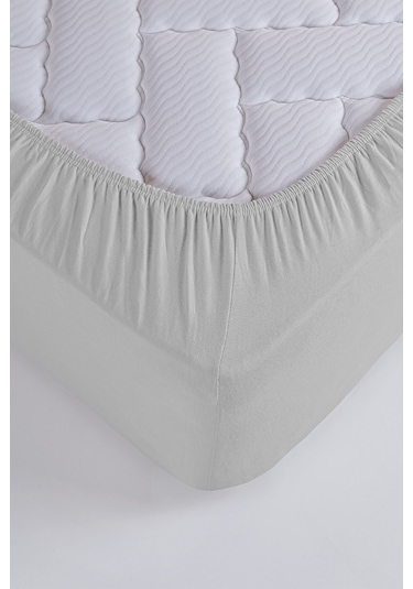 Penye-likralı Lastikli Çarşaf, 100 200 Tek Kişilik %100 Pamuk-elastan Örme Kumaş, 200 Gr/m²v Açık Gri