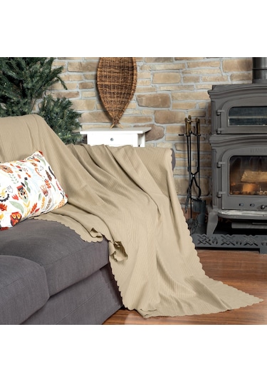 Mikrofiber Şönil Fitilli Minimalist Tekli Koltuk Örtüsü - 110x175 Cm,2 Adet Çift Taraflı, Kaymaz, Terletmez Bej Bej