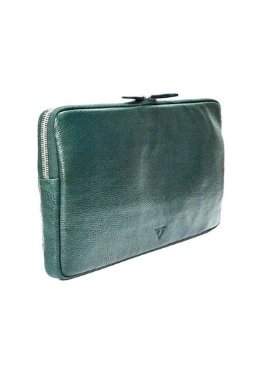 Rich Smith Gerçek Deri Laptop Askılı Clutch Çanta / 6218 Yeşil Arsel Parlak Siyah