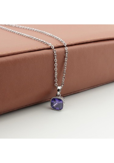 Pigado Paslanmaz Çelik Kristal Taşlı Çelik Kolye