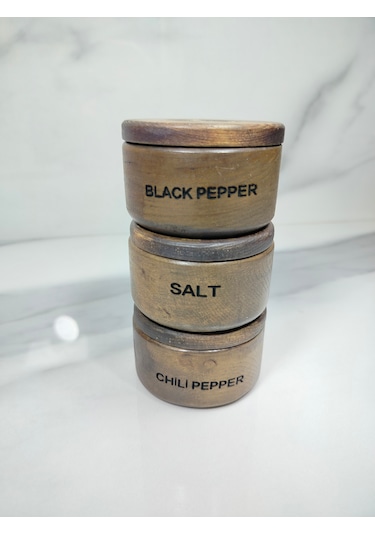 3 Lü Ahşap Baharatlık Ahşap