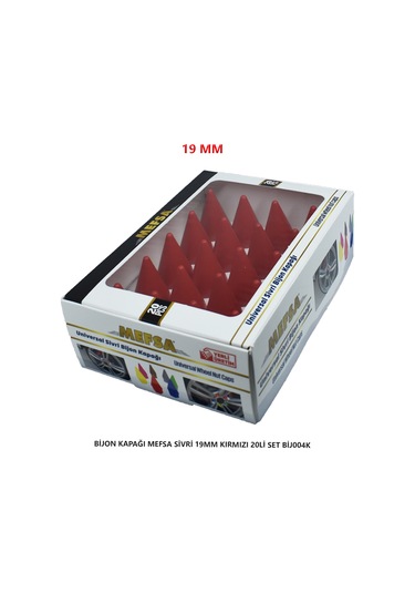 Bijon Kapağı Sivri 19 Mm Kırmızı 20 Li Set