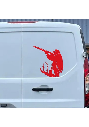 Avcı Sticker - Av Sticker - Hunter Sticker - 50cmx50cm- Kırmızı