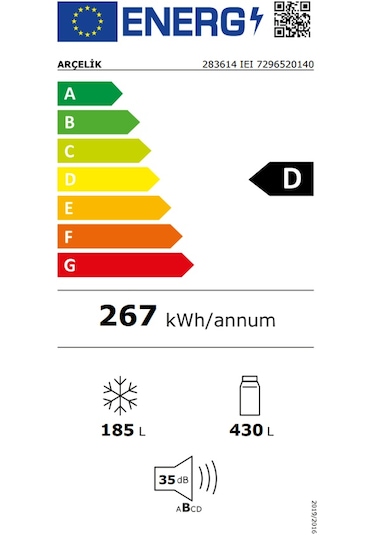 Arçelik 283614 IEI 615 LT No-Frost Kombi Tipi Buzdolabı