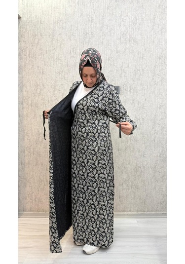 Gd Goldoremi 7 Kadın Viskon Pamuklu Bağlamalı Namaz Elbisesi Siyah