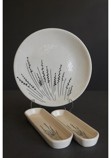 Seramık 6 Kısılık Pamuk Çiçeği 14 Parca Seramık Kahvaltı Takımı Beyaz