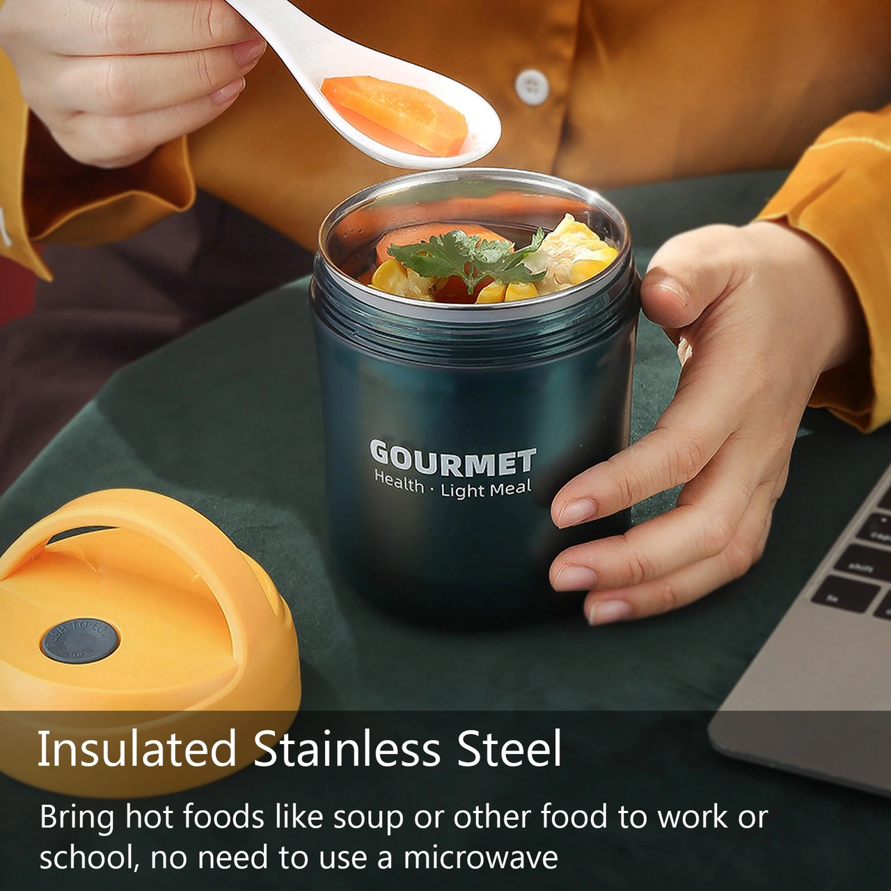 Youmex 304 Paslanmaz Çelik Isı Saklama Misketi, Tüp Uçlu, Damlama Engeli, Geniş Açık, 500ml, Öğrenci/seyahat İçin