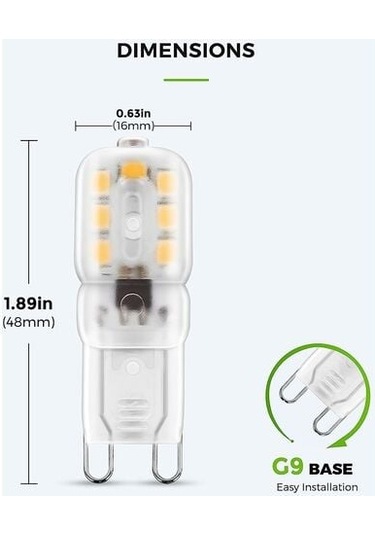 G9 Led Ampul, 2w G9 Sıcak Beyaz 3000k, Led Ampul, 25w Eşdeğer Halojen Ampul, 230v Ac 200lm, 360 Geniş Işınlar, G9 Taban 10'lu Paket Ruıoıu