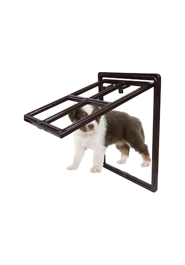 Homyl 2 Yollu Plastik Ekran Kapı Pet Köpek Kedi Veranda Siyah-l