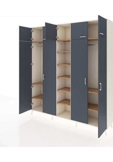 Hyperion Dolap 12 Raflı 9 Kapaklı 2 Askılı 220x44x243 Aytaşı-antrasit/çam Antrasıt/atlas Çam