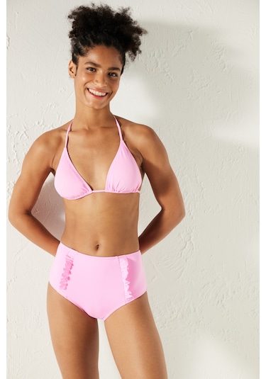 Penti Basic Yüksek Bel Fırfırlı Pembe Bikini Altı