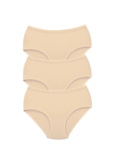 Biçomi 3 Adet Tutku Kadın Yüksek Bel Bato Kalın Lastik Külot Ten Çok Renkli