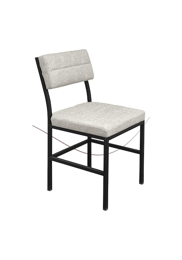 Nemeron İkon Mutfak Sandalyesi Keten Kumaş Metal Sandalye Silinebilir Kafe Salon Sandalyesi - Krem Krem
