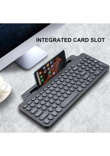 Dancemonkey Bluetooth Klavye 2.4ghz Masaüstü Ultra İnce Klavye Tablet Cep Yuvası Siyah