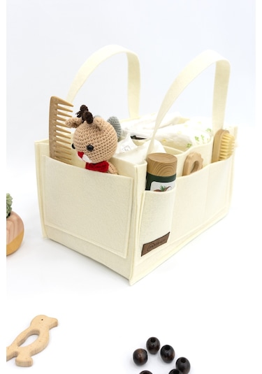 Mordesign Keçe Anne Bebek Bakım Çantası, Yenidoğan Alt Açma Değiştirme Organizer, Taşınabilir Düzenleyici, Bej Bej Zg948-1 Bej