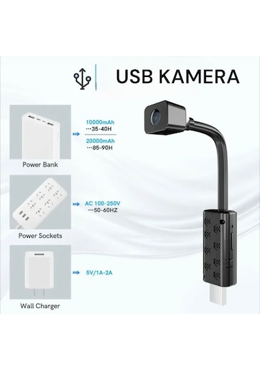 Mini Wifi Usb Kamera Esnek Tasarım Canlı İzleme Sd Karta Kayıt