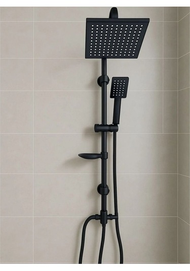 Rudi Armatür Pirinç Yönlendiricili Siyah Renk Robot Duş Seti Siyah