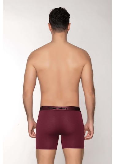 Dowry Erkek Modal Boxer Logo Lastikli Uzun Bordo Bordo