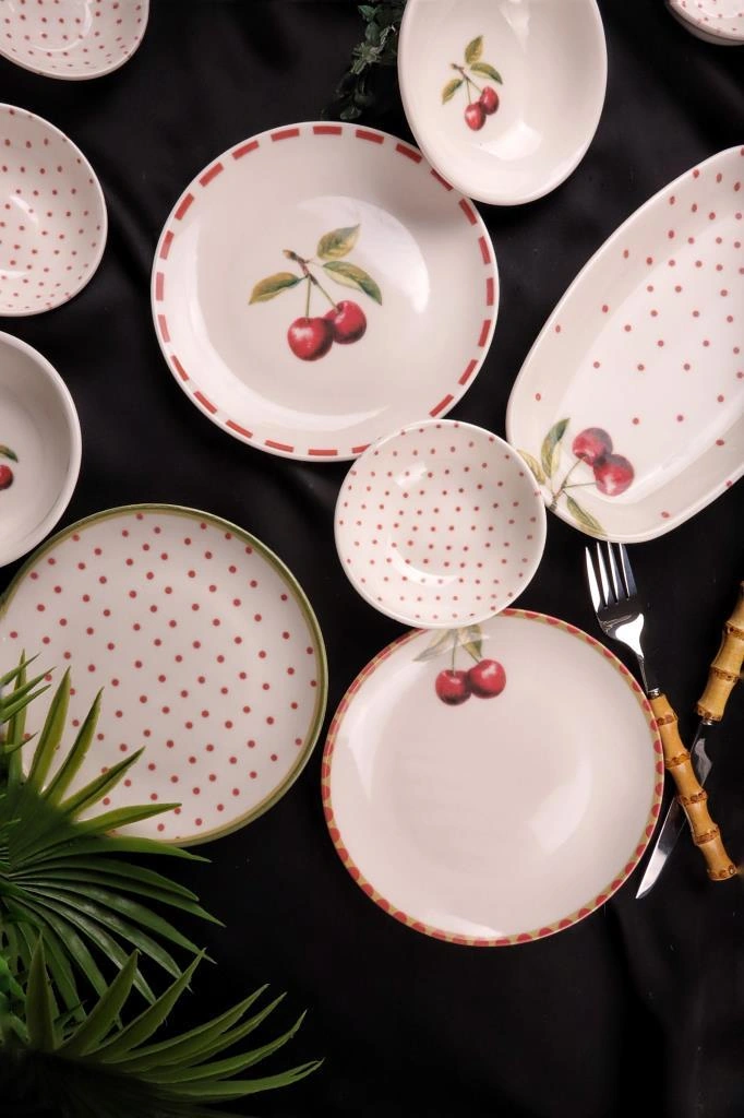 Bambum By Bambum Cherish 14 Parça Porselen Kahvaltı Takımı Kahvaltı Seti Kahvaltılık- Sunum Seti Beyaz