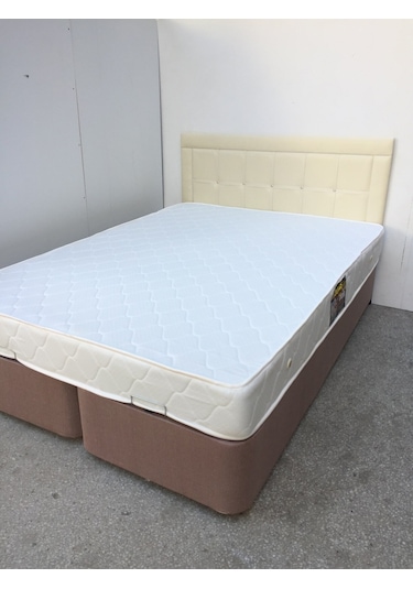 Baza Ort Yatak Başlık Standart Silin Kumaş Çelik 150 200 Krem Suni Deri Başlık
