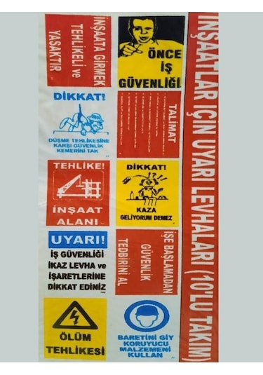 İnsaatlar İçin 10'lu Uyarı Levhaları Sac -25351