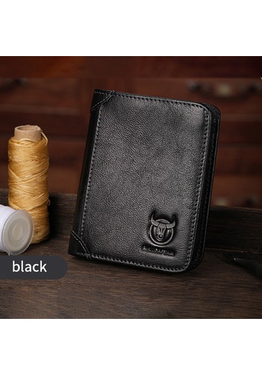 Hangfox Erkek Deri Cüzdan Rfıd Koruma Teknolojili Tam Deri复古 Dikey Model Sürücü Ehliyeti Para Clipi Siyah Siyah