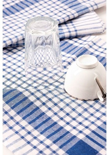 Pamuklu Mavi Renkli Pöti Kareli 4'lü Kurulama Bezi, Beslenme Örtüsü, Servis Peçetesi