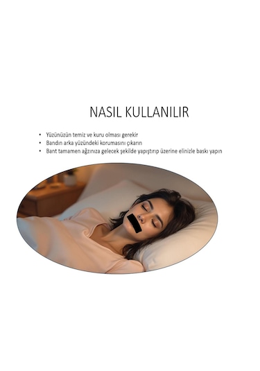 Ağız Bandı Horlama Önleyici - 10 Adet, Siyah Renk Pamuk Kumaş,