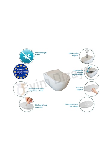 Aqua Bagno Roxy Yavaş Kapanan Klozet Kapağı - Duroplast
