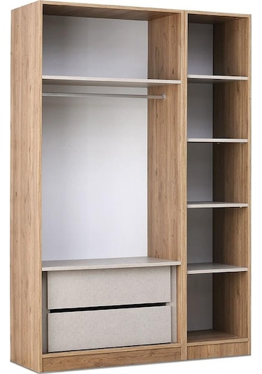 Mercan Mdf 3 Kapılı 2 Çekmeceli Gardrop Elbise Dolabı 120x53x216 CM 001