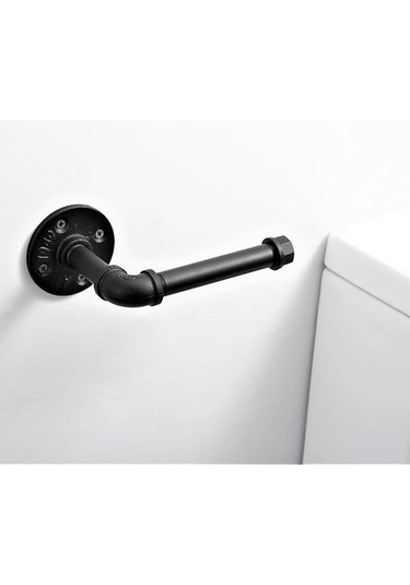 Novahub Tuvalet Kağıtlığı Vintage Endüstriyel Retro Metal Boru Duvara Monte, Demir, Siyah, 18x10 Cm, Ev Dekorasyonu Diğer