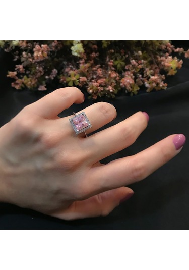 Stela Pembe Baget Gümüş Yüzük